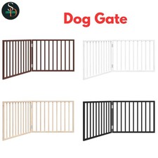 Dog Gate with Door Foldable Dog Fence Pet Gate Pet Barrier Poplar Wood vidaXL
