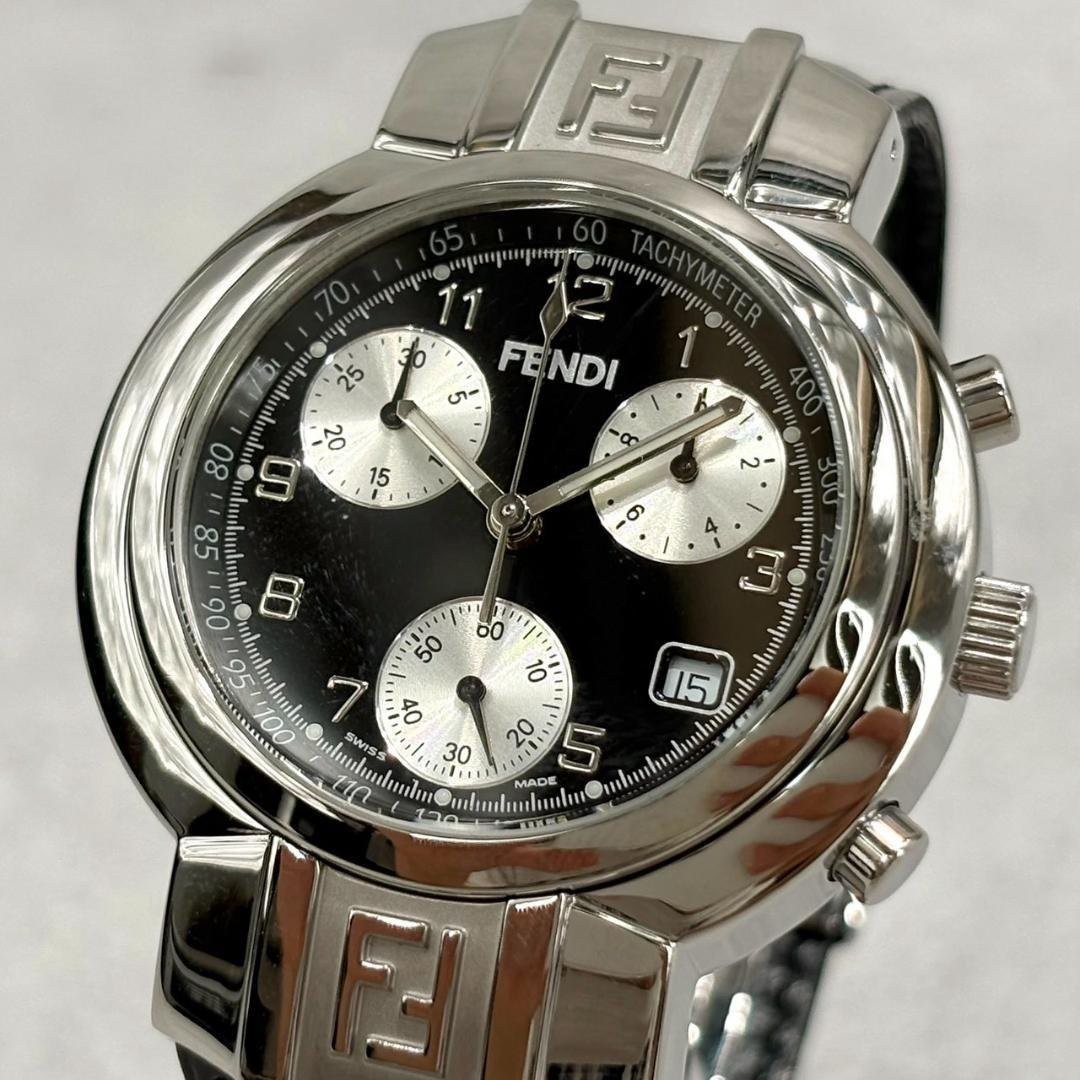 FENDI Orologi 4500G Chronograph Watch Black Dial Stai… - Gem