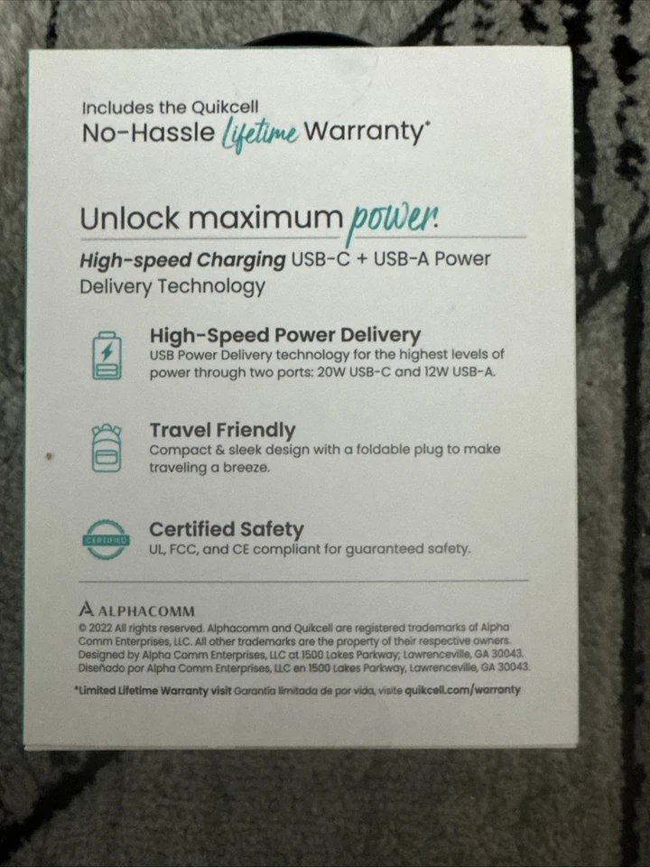 *SEALED* Quikcell 32W Dual Port (USB-C & USB-A) PD Wall Charger - Black - Image 4 of 4