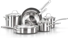 Calphalon Classic Stainless Steel Cookware Set, 10-Piece, Impact-Bonded Aluminum