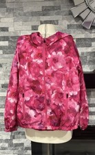 Gap Fit Long Sleeve Jacket Girl's Pink Purple Floral Windbreaker Rain L 10-11 Y