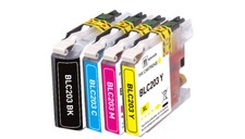 4P Combo Ink Set  chip fits Brother LC203 MFC-J5320DW MFC-J880DW MFC-J885DW