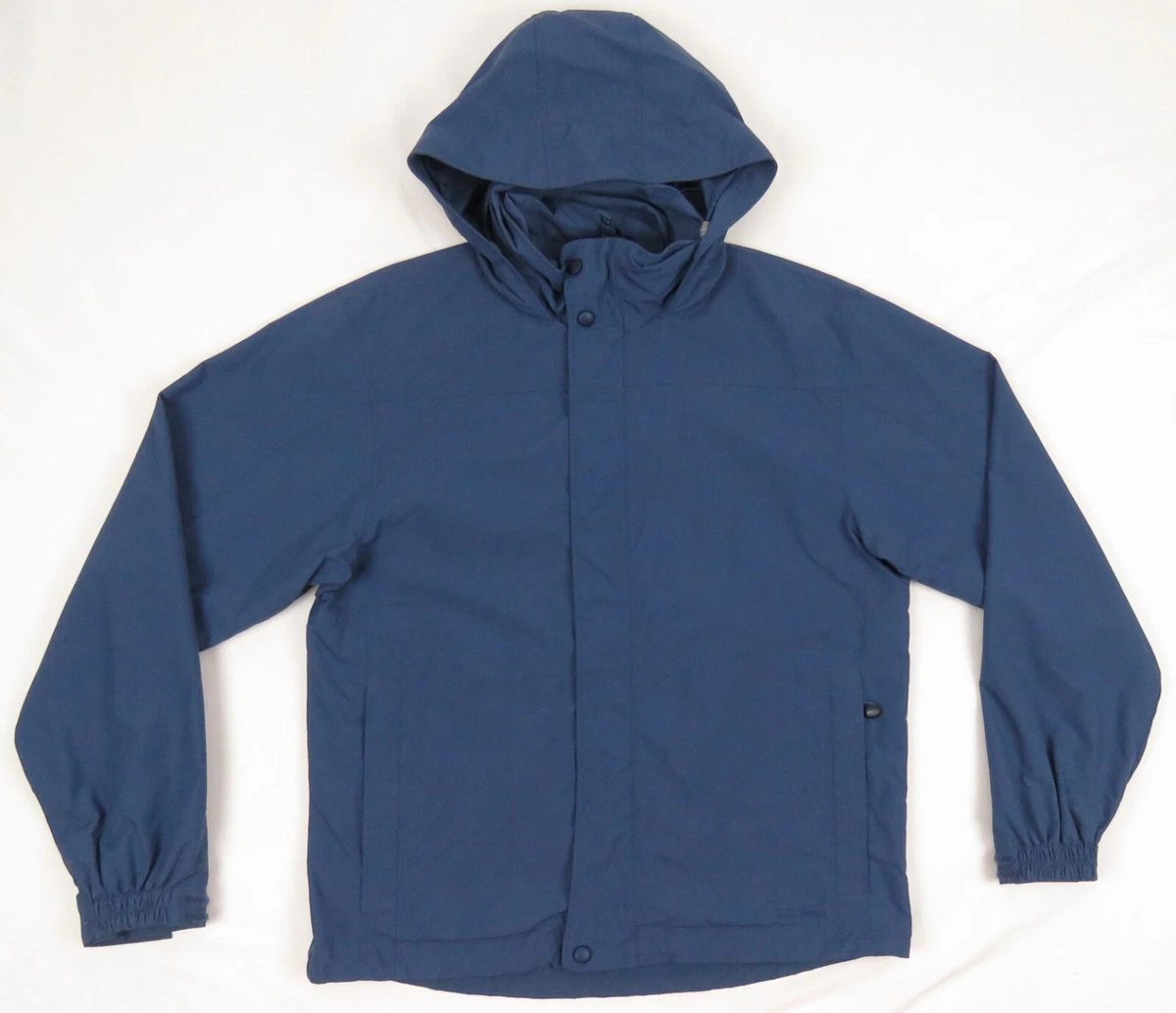 LL Bean The Weather Channel Wind Rain Blue Mens Hooded Full Zip Coat Jacket  S