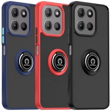 For Moto G Stylus 5G 2025 Ring Case Magnetic Metal Stand Clear Back Cover