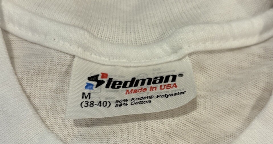 T shirt bianca punto singolo vintage "L'altra linea"