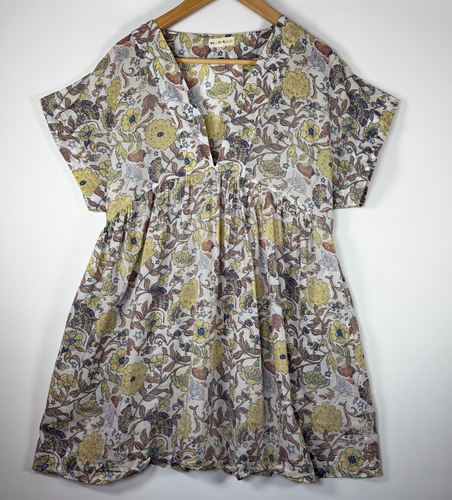 Roller Rabbit Tunic Top Extra Small Ivory Floral Cotton Sheer V Neck ...