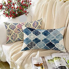 Canvas Cotton Cushion Covers Floral Printed 12 x 18 Inches Set of 2