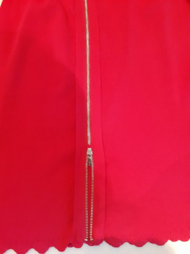 Womens French Connection Red Skirt Size 14. Full Back Zip Detail.Scallop Edge. - Picture 5 of 14