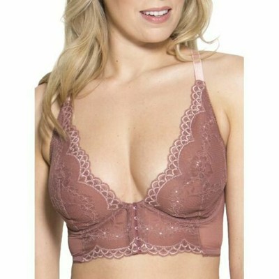 Gossard Womens Longline Front-Close Plunge Bra Cinder Rose 30DD NWT Lacey Pink