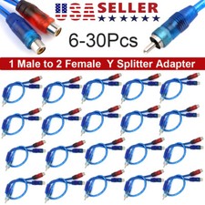 6-30PCS Car RCA Y Splitter Audio Jack Cable Adapter 1 Male to 2 Female Connector