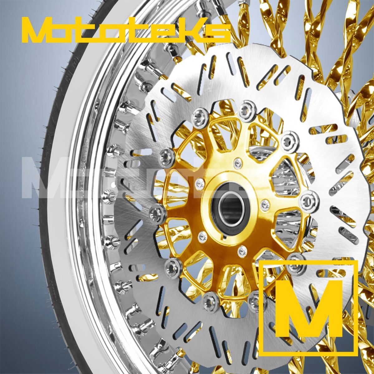 23X3.5 CALI FAT SPOKE WHEEL 52 STAINLESS 24K GOLD FOR HARLEY 23X3.5 CALI FAT SPOKE WHEEL 52 STAINLESS 24K GOLD FOR HARLEY