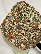 Men/Women Surgical Scrub Cap Lined Dancing Skeleton 100 Cotton