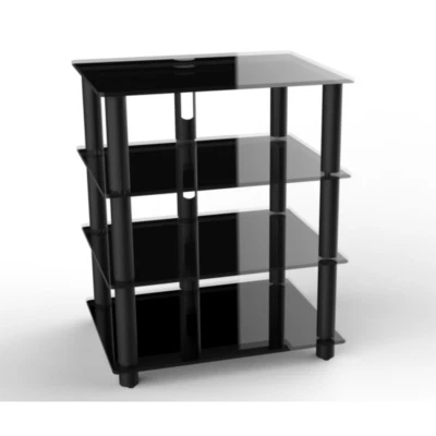 Norstone Epure 4, mobile da pavimento, con. ruote, hi-fi, in acciaio e vetro