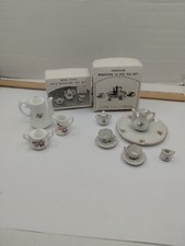Porcelain  Bone China 2 Miniature Tea Set Floral Accents