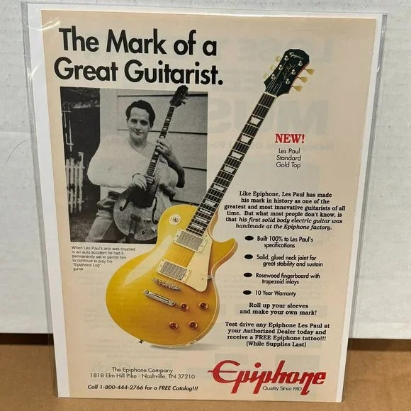 EPIPHONE GUITARS - LES PAUL STANDARD GOLD TOP - 1994 Print