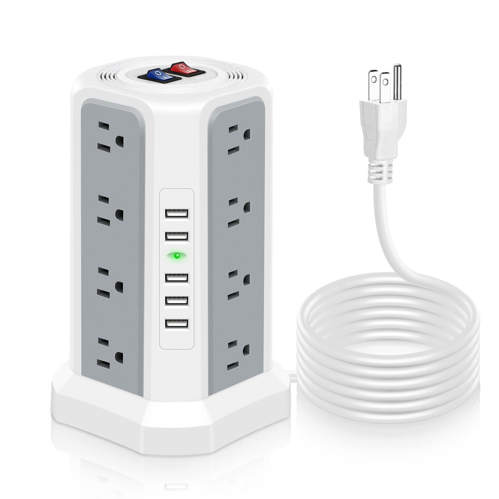Surge Protector Power Strip Tower, 3250W with 16 Outlets 5 USB Ports, 1800J M...-image