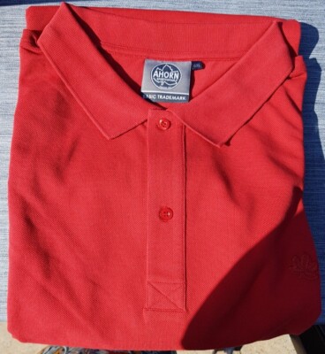Herren Poloshirt,  Ahorn Sportswear, 6 XL, Basic, kurzarm, rot - ungetragen/neu