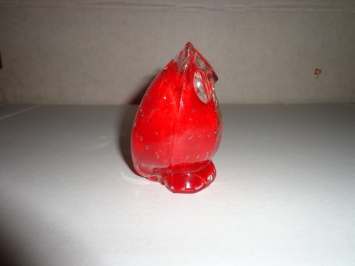 Lefton búho rojo vidrio soplado/burbujas hecho en Japón peso de papel vintage - Imagen 2 de 7