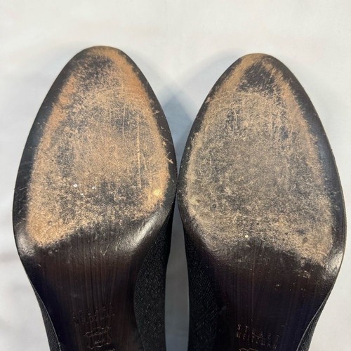 Stuart Weitzman Textured Saffiano Leather Black Heel Slip On Pump Size 10 Formal - Picture 7 of 9