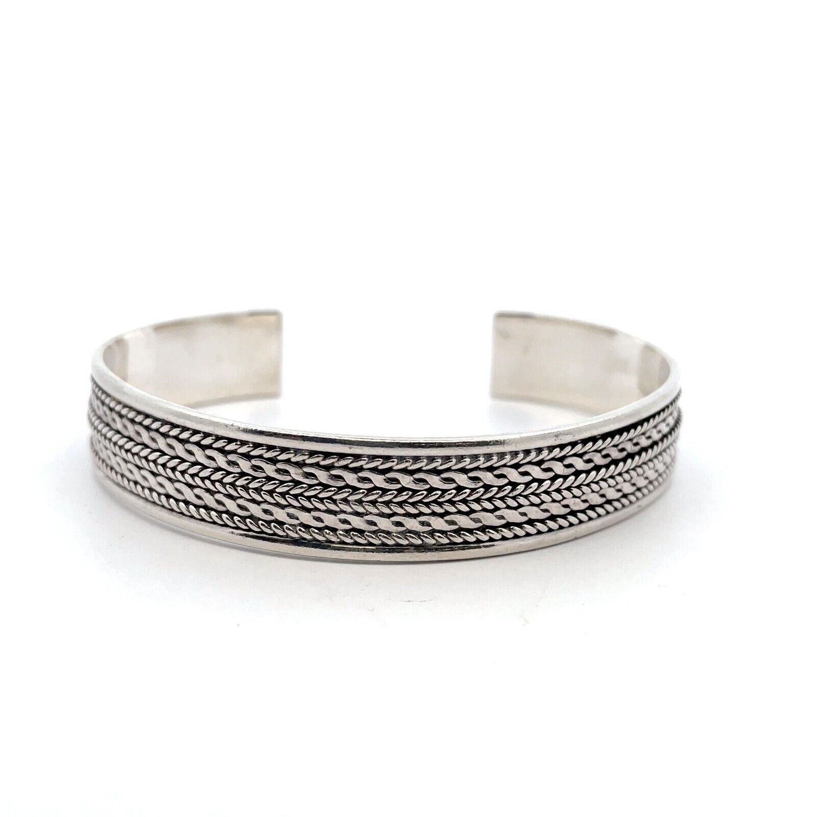 Sterling Silver Twisted Rope Design Cuff Bracelet… - image 3