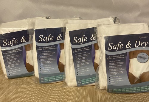 Safe & Dry 4 Packs Mens Regular Absorbency Washable Bladder Control Brief 2XL