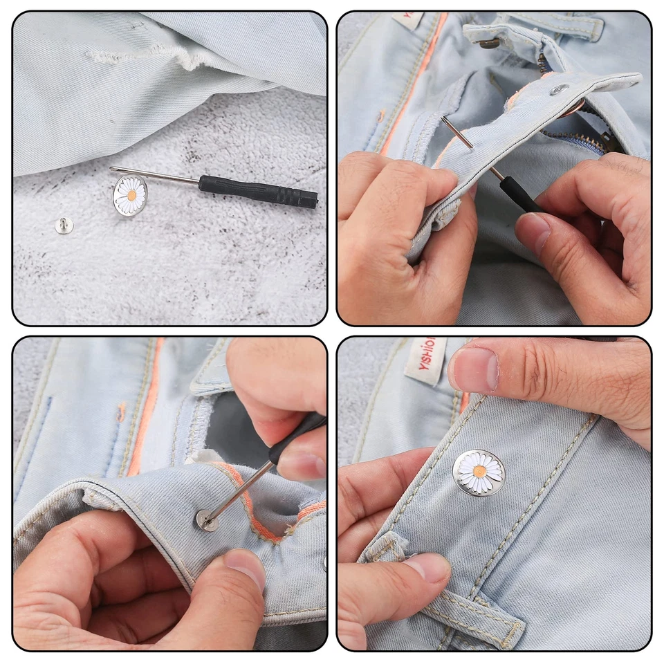 50 Stk Verstellbare Jeans Knöpfe Jeansknöpfe zum Schrauben Ersatz Metall Hose... - Bild 4 von 4