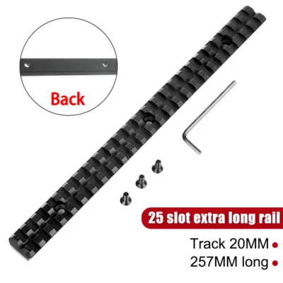 Base de montaje en riel Picatinny de 10" de 20 mm 25 ranuras para mira telescópica de rifle de Airsoft