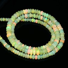 3x5MM Ethiopian Opal Smooth Rondelle Beads Loose Gemstone Necklace NB120