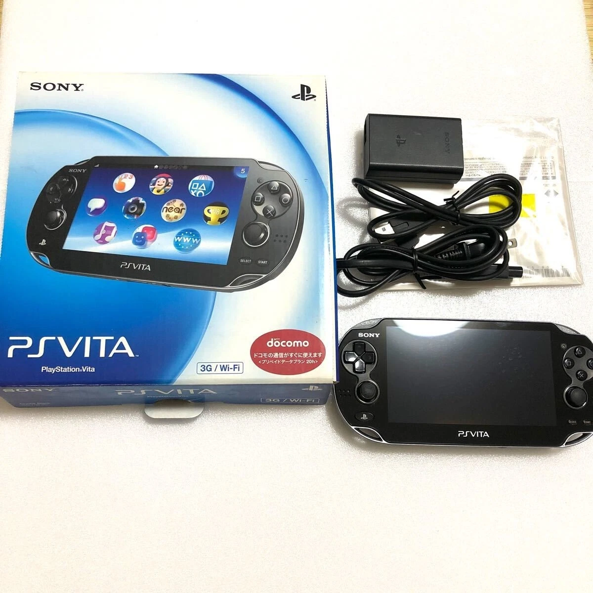 SONY PS Vita PCH-1100 Black Model OLED Wi-Fi Boxed w/ Charger [Excellent+]