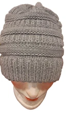 C.C ® Exclusives Warm Gray Loose Knit Unisex Beanie Hat One Size Fits All