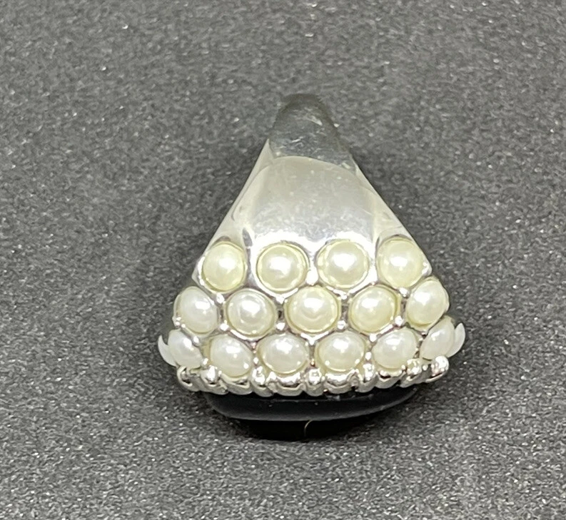 Anillo de moda Arinna gris ópalo blanco perla talla 8 Foto 4 de 4