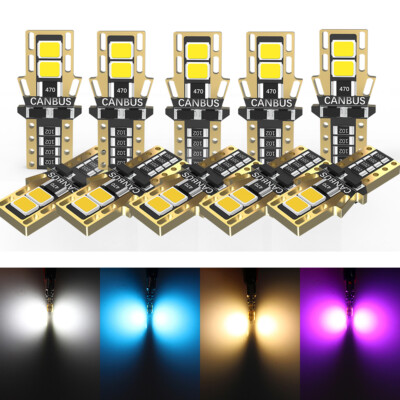 10x LED Interior Dome Map Trunk License Light Bulbs T10 194 168 2825 4 Color