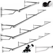 32mm Heavy Duty Wall-Mounted Hanging Clothes Rail with Support Arms AND End Caps