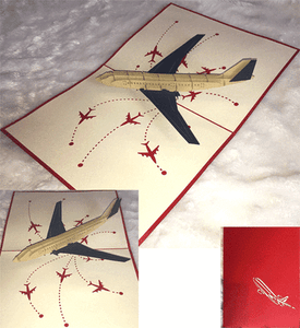 Carte D Anniversaire Toute Occasion Felicitation Avion En 3d Kirigami Pop Up Ebay