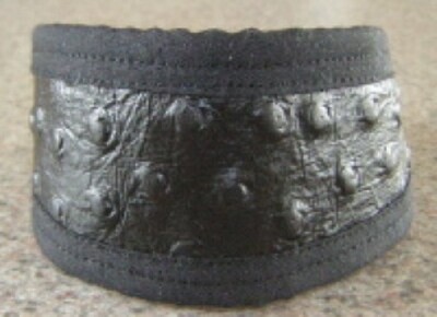 Black OSTRICH LEATHER PREMIER DOG COLLAR ITALIAN GREYHOUND MIN PIN XOLO