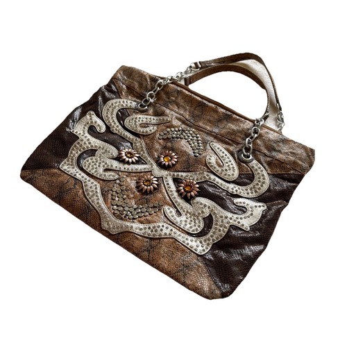 Y2K Faux Snakeskin Bling Tote | McBling Cowgirl Western Glam Bag | Vintage 2000s - Bild 6 von 12