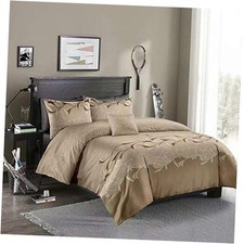 Vintage Floral Duvet Cover Set European Embroidered King no comforter Camel