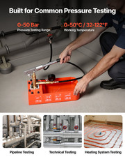 VEVOR Hydrostatic Test Pump 2 Gallon Hydraulic Manual Water Pressure Tester, Sin