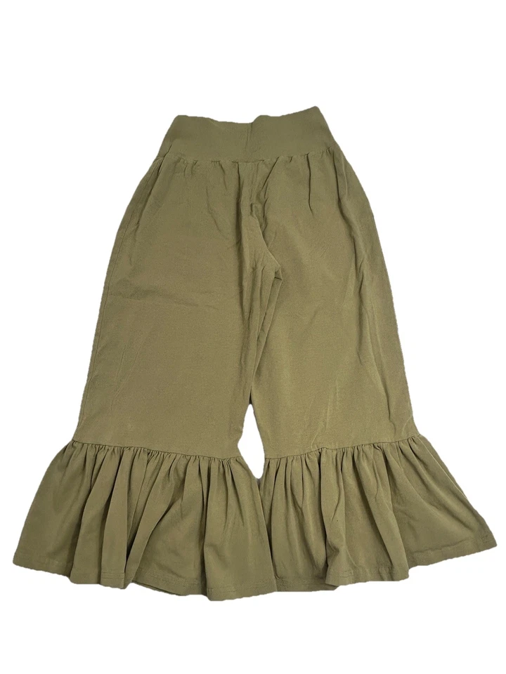 Matilda Jane Ruffle Flare Pants Girls Size Small Green Cotton Blend Boho Style - Image 2 of 4