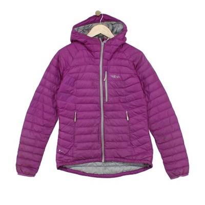 Rab Microlight Alpine Steppjacke Damen Größe 12 Rosa Daunen mit Kapuze