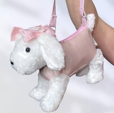 White Pink Plush Puppy Purse Handbag Stuffed Animal