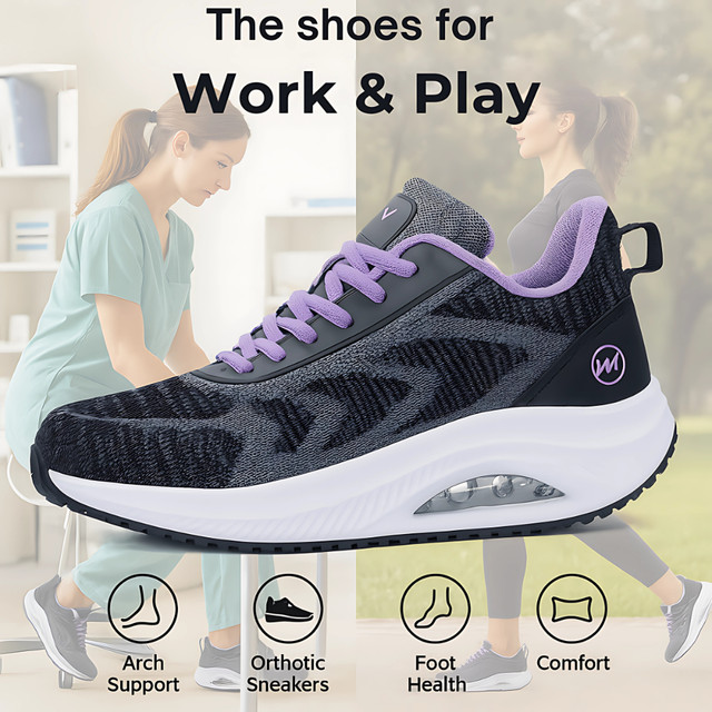 Zapatos ortopédicos para caminar para mujer soporte para el arco alivio de la fascitis plantar