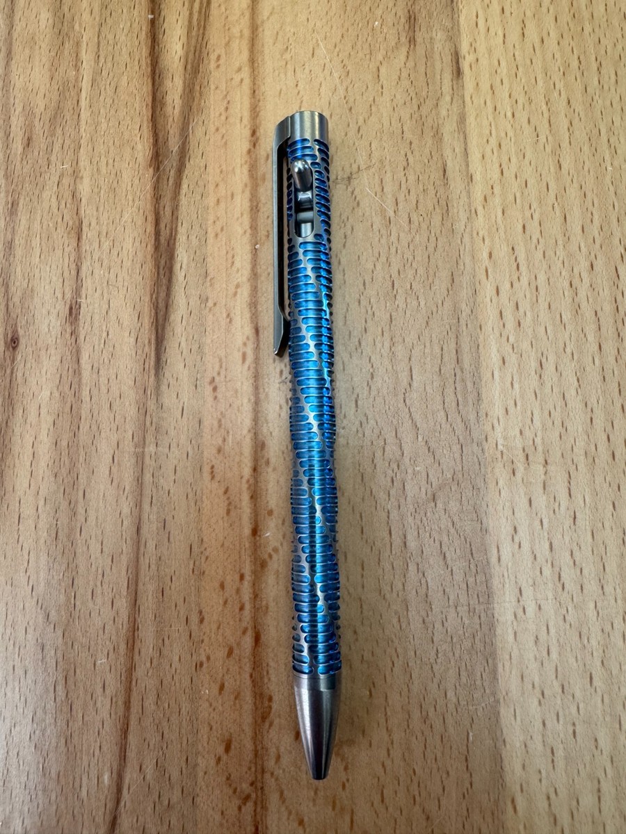 MAGNUS ClickShift V4 レバー式機構 チタン製ボールペン Magnus Clickshift V4 Helix Mid Blue Titanium Machined Pen | eBay
