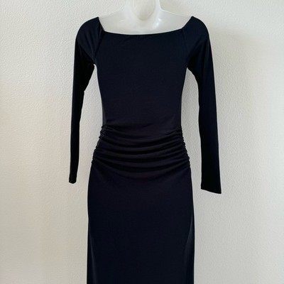 black long sleeve bodycon dress forever 21 bodcon thigh cut high slit maxi midi prom gown