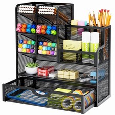 Marbrasse Mesh Pen Holder for Desk, Multi-Functional Pencil Organizer with Dr...