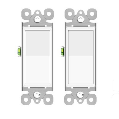 Single Pole Light Switch, 15A Rocker, White, UL/CUL Certified, 2 Pack