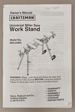 Craftsman Universal Miter Saw Stand Model No 695.22304 Owner's Manual Guide Book