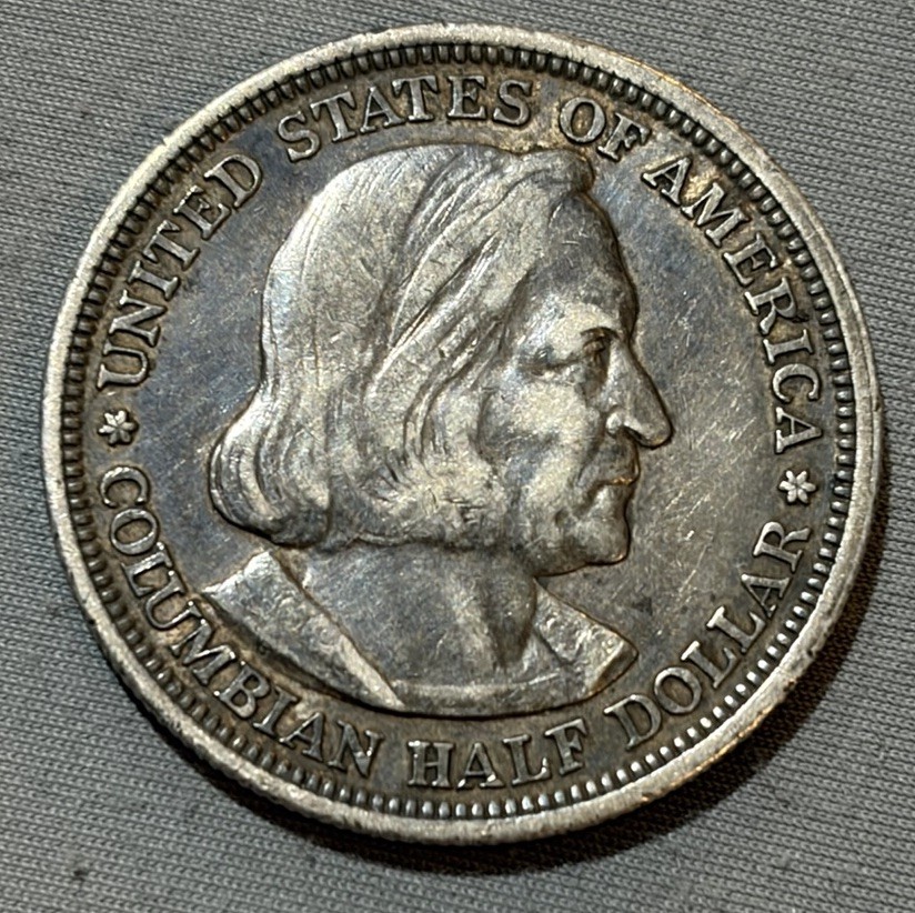1893 SILVER coin Columbian Fair 1/2 Half Dollar cob Columbus SANTA