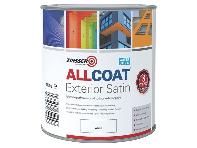 Zinsser White Allcoat Exterior Water Based Satin 1L - Image 5