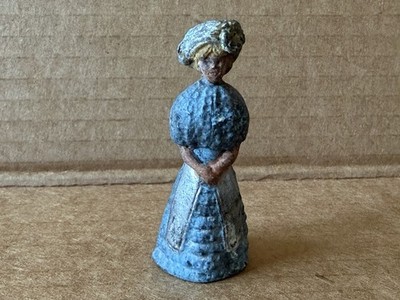 Antique Cast Iron 18thc Lady Hand Painted Figure